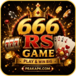 666 RS Game APK download featured image with casino theme, login, register, rewards, and online gaming interface