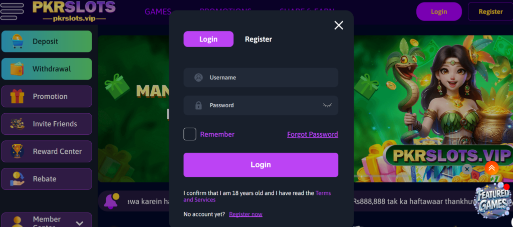 Login Process in PKRSLOTS